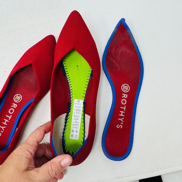 Rothy’s The Point Red Knit Flats Women’s Size 7.5 - Picture 12 of 13